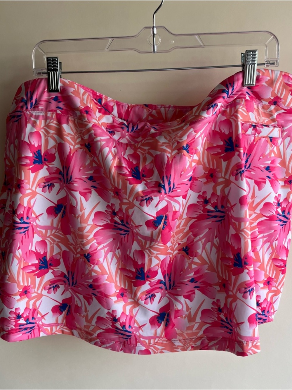 Pebble Beach Dry Luxe Performance Skort Skirt Shorts Pink Hawaiian Floral EUC
